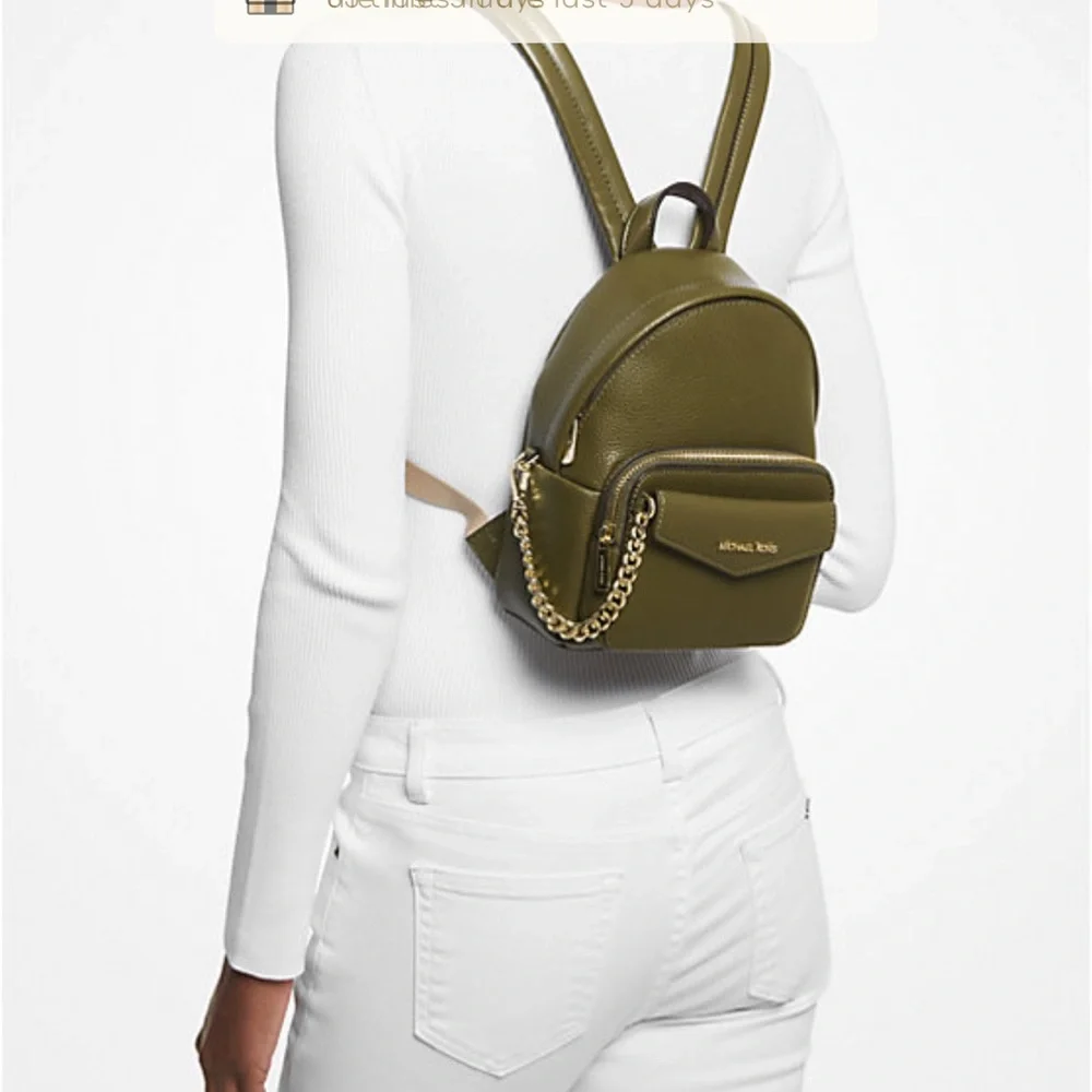 MICHAEL KORS Maisie Extra-Small Pebbled Leather 2-in-1 Backpack Olive NWT